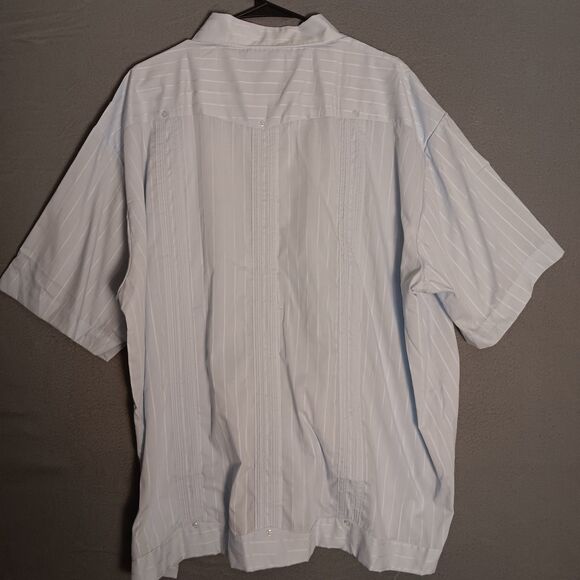 90s Genuine Guayabera Haband Cuban Style AQUA blue Embroidered Shirt XXL -NWOT - Picture 3 of 15